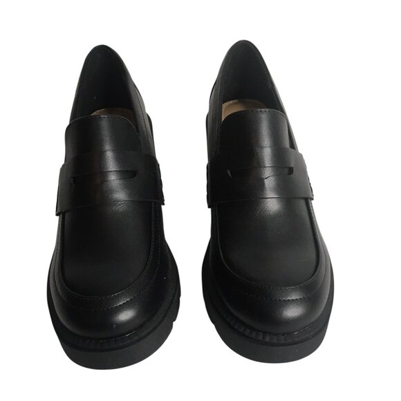 Y2K Esprit Regina Shoes Womens Size 8M Black Loafer Heels Chunky Lug Sole 90s - Picture 10 of 13